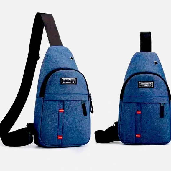 New - Sporty & Stylish Unisex Oxford Crossbody Chest Bag - Blue - Picture 4 of 5